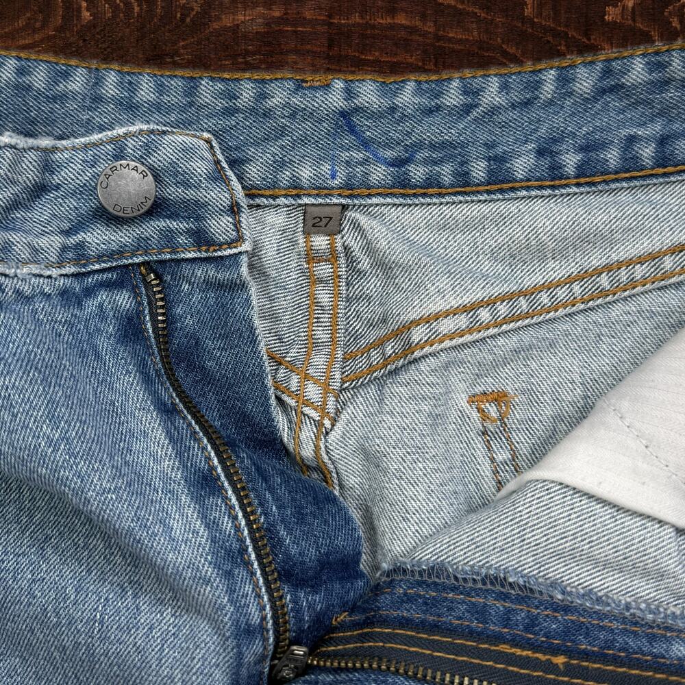 Carmar Denim Distressed Studded Mini Skirt Medium Wash Size 27 - Picture 5 of 9